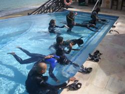 Tobago - Speyside learn to scuba dive lesson.